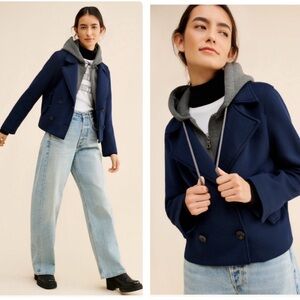 Maeve Anthripologie Twofer Hooded Peacoat Size S